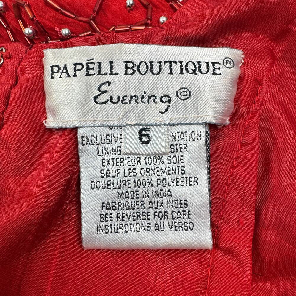 Pappel Boutique Evening Vintage Silk Long Formal Beaded Gown Women's Size 6 - Picture 9 of 11